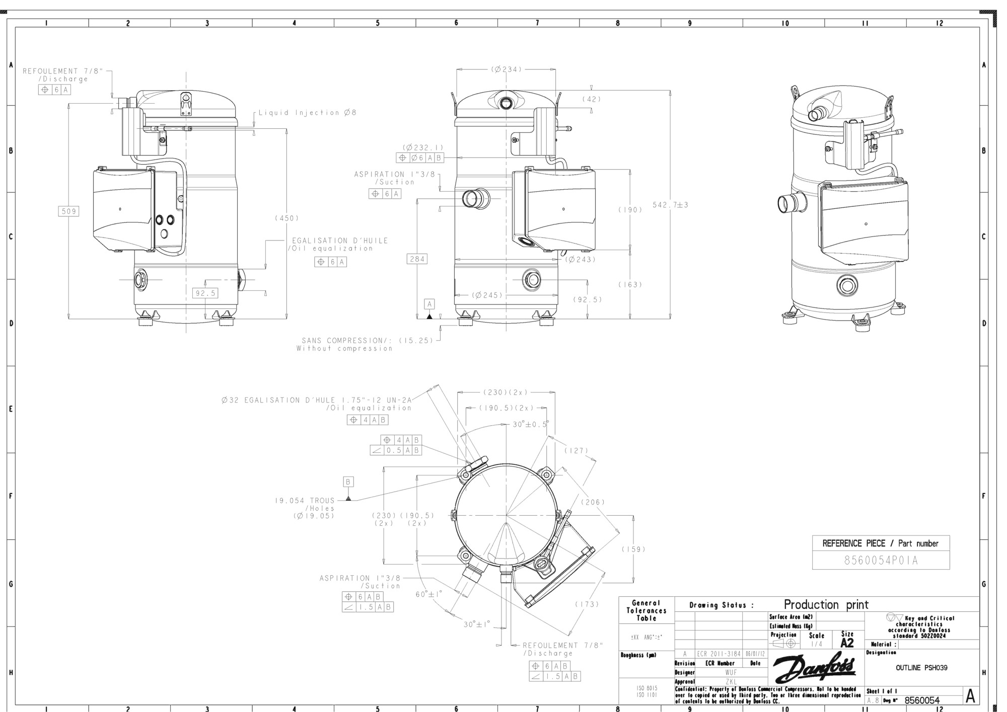 Maneurop Scroll kompressor, PSH039A4CLD