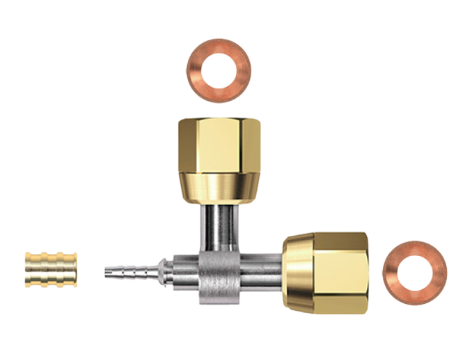 “T” Fitting with 2 Female 1/4", KPB2C7, pose á 10 stk.