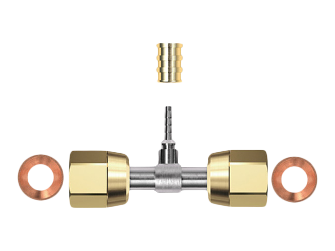 “T” Fitting with 2 Female 1/4", KPB2C3, pose á 10 stk.