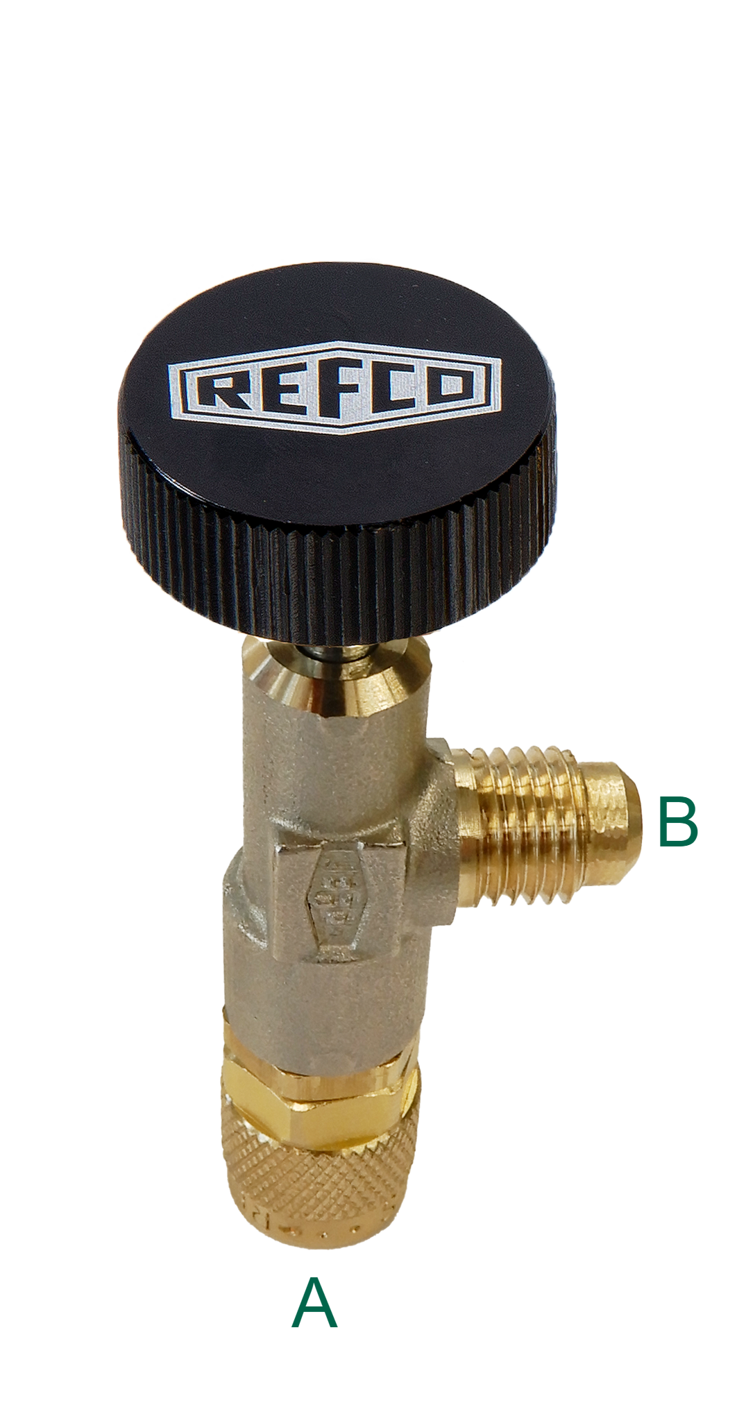 Refco A-38010 Serviceventil 1/4" flare x 1/4" flare omløber