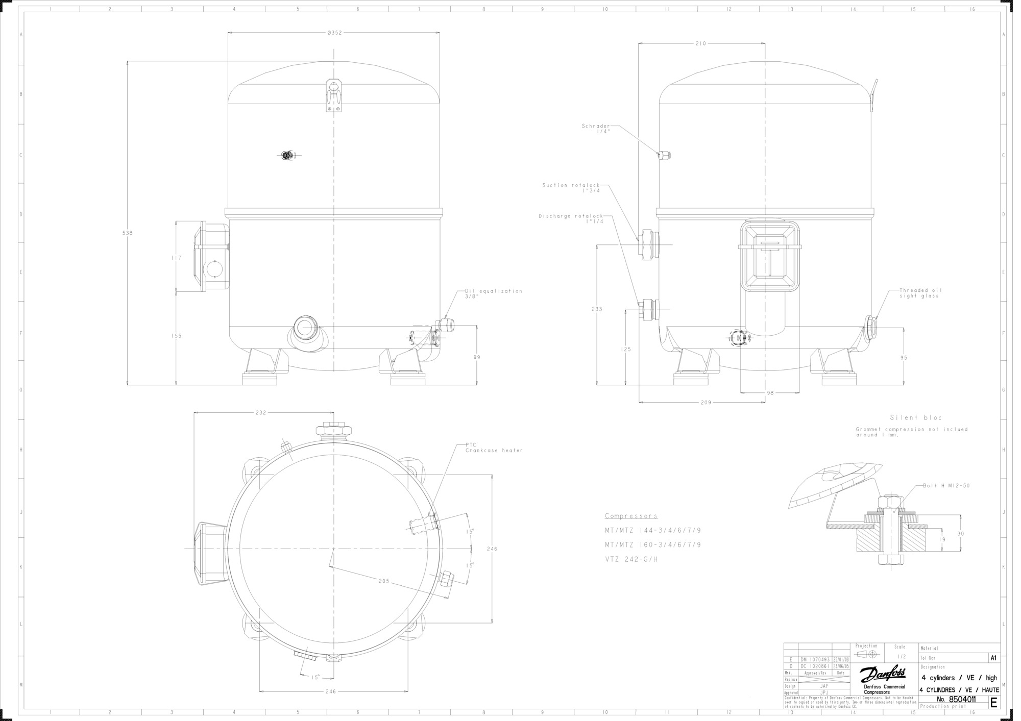 Maneurop Stempelkompressor, MT160HW4EVE