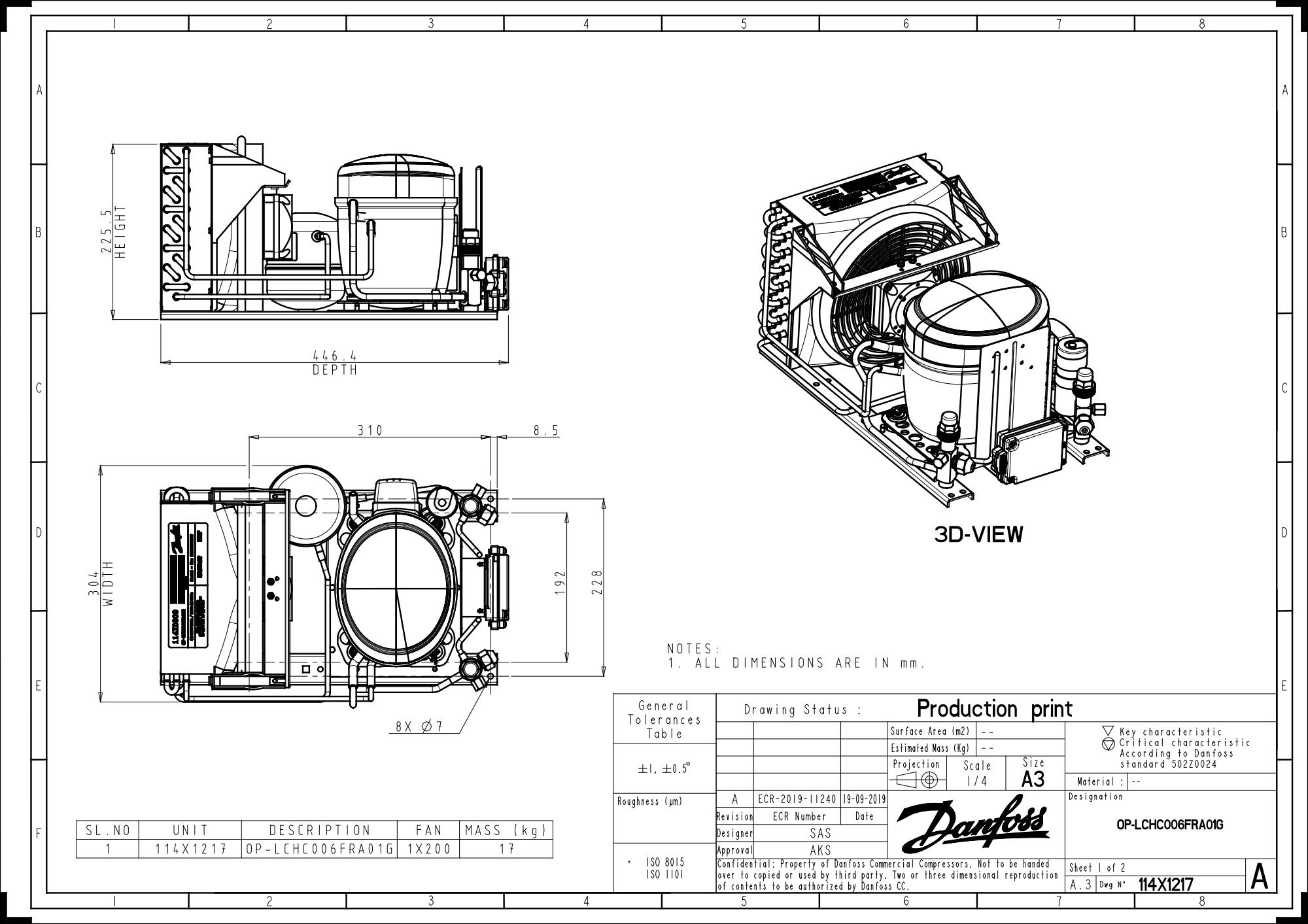 Danfoss Optyma OP-LCHC006 R404A aggregat